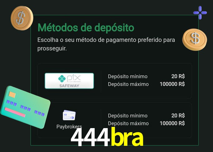 O cassino 444bra oferece uma grande variedade de métodos de pagamento
